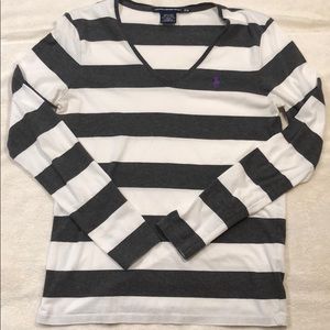 Polo Ralph Lauren Grey / White LS T-shirt  Size M